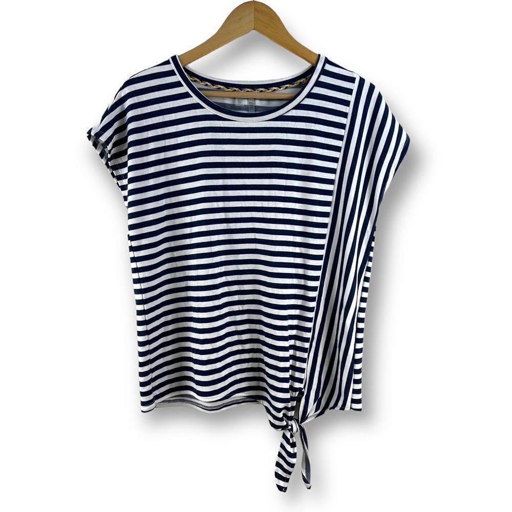 J’Ilverwear navy and white stripe cap sleeve side‎ tie shirt size PM